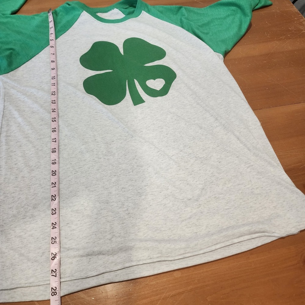 Shamrock Shirt Womens XL Next Level St. Patrick's‎ Day Irish Green Gray Heart - Picture 6 of 8